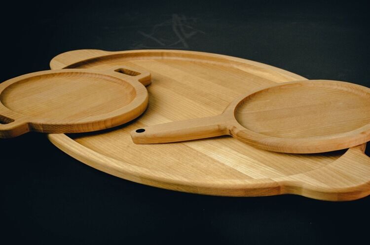 Набор деревянной посуды 43х25х2,0 см, берёза, пропитано маслом